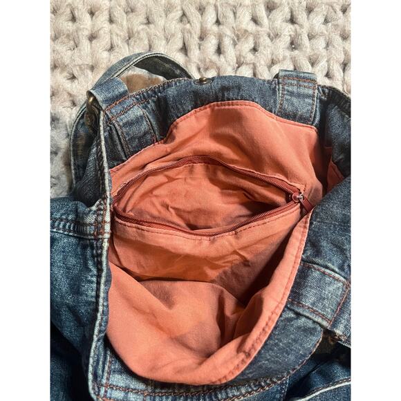 Denim tote, purse, jean pocket front - Picture 4 of 5